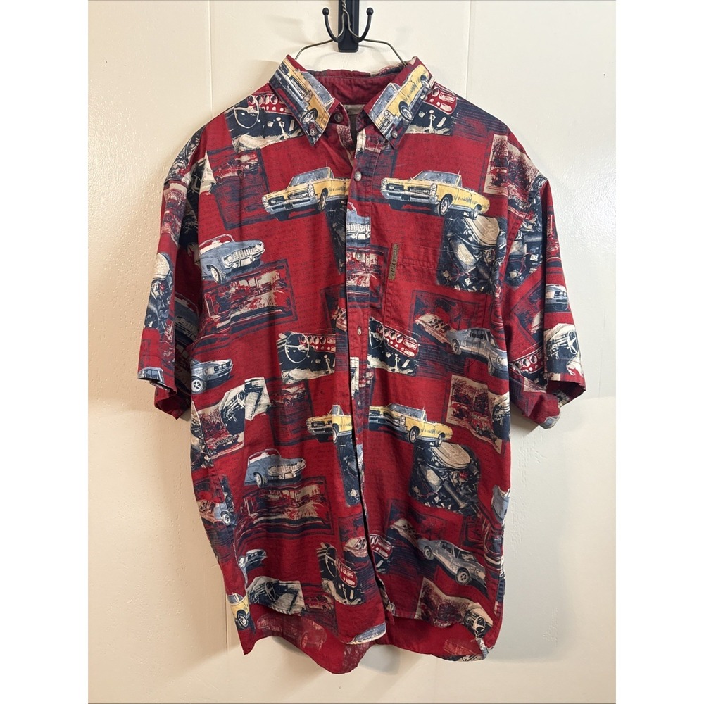 Vintage North River Classic Car Shirt Red Medium
